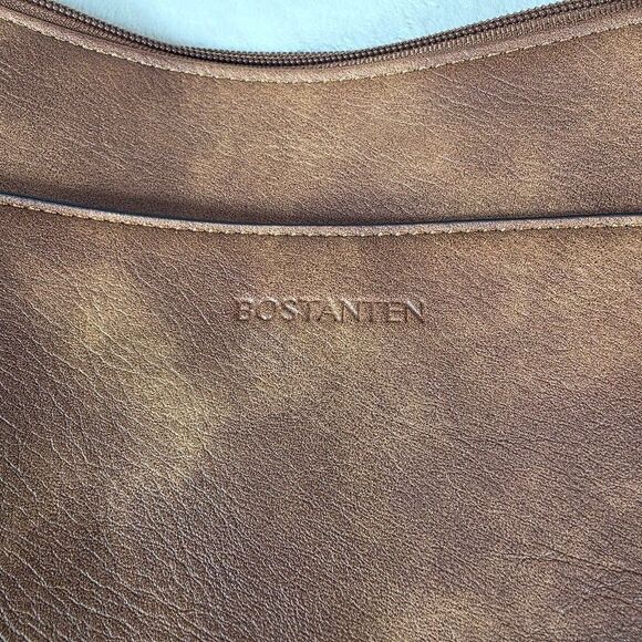 Bostanten Vegan Leather Crossbody Brown Shoulder Bag Adjustable Strap Pockets - Picture 2 of 7